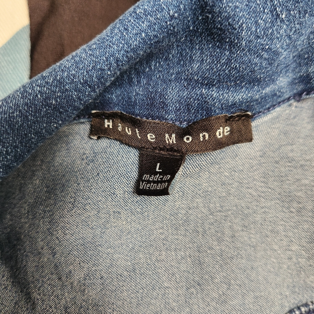 Haute Monde Blue Denim Jumpsuit with Front Zipper - Picture 7 of 9